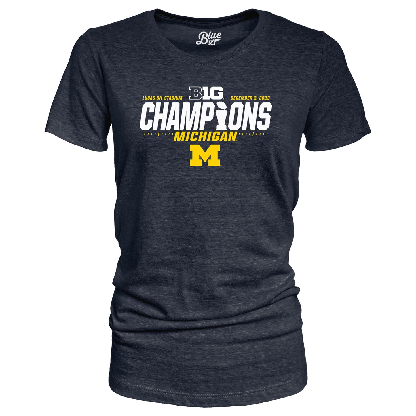 Women's Blue 84  Navy Michigan Wolverines 2023 Big Ten Football Conference Champions Locker Room Tri-Blend V-Neck T-Shirt