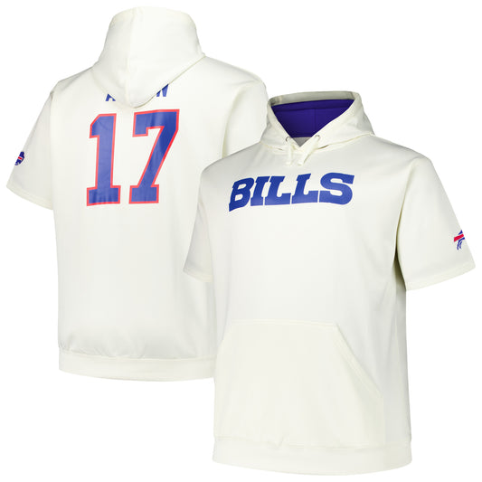 Men's Fanatics Josh Allen Cream Buffalo Bills Big & Tall Short Sleeve Hoodie T-Shirt