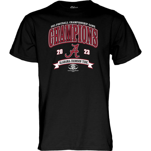 Men's Blue 84  Black Alabama Crimson Tide 2023 SEC Football Conference Champions T-Shirt