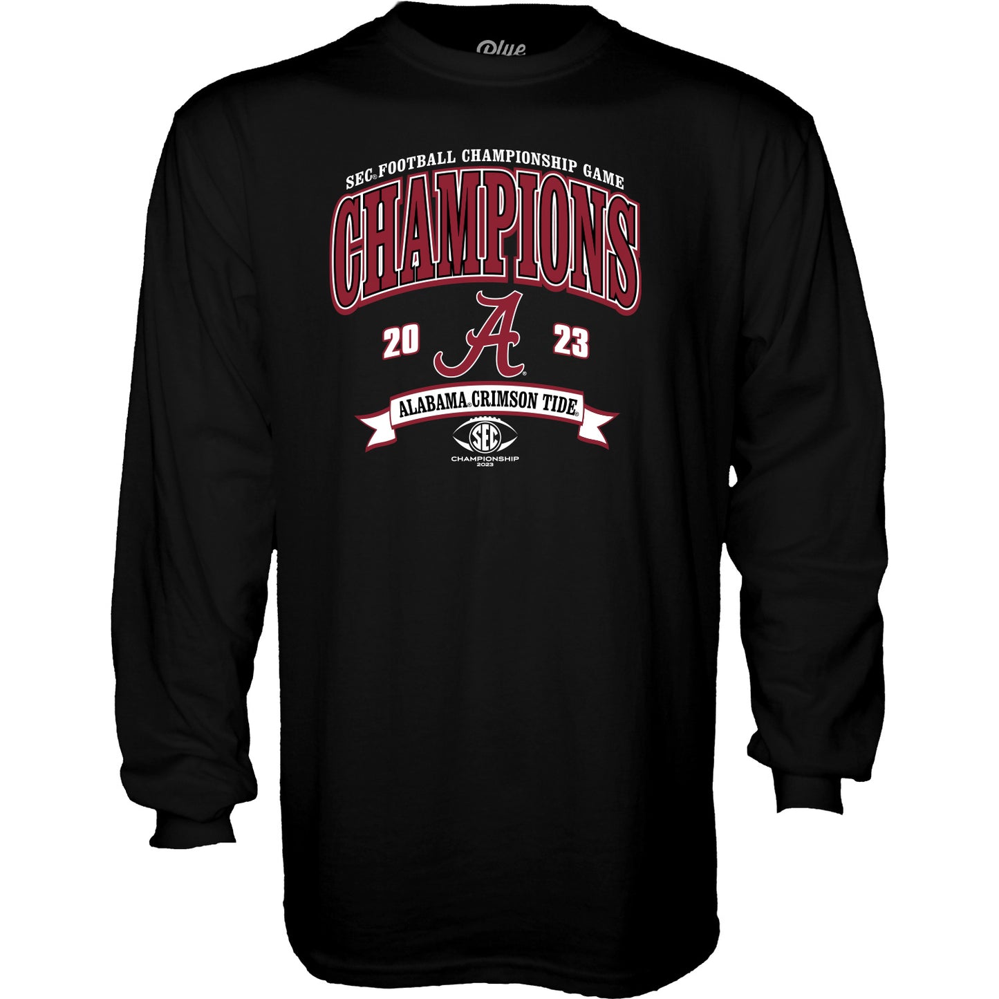 Men's Blue 84  Black Alabama Crimson Tide 2023 SEC Football Conference Champions Long Sleeve T-Shirt