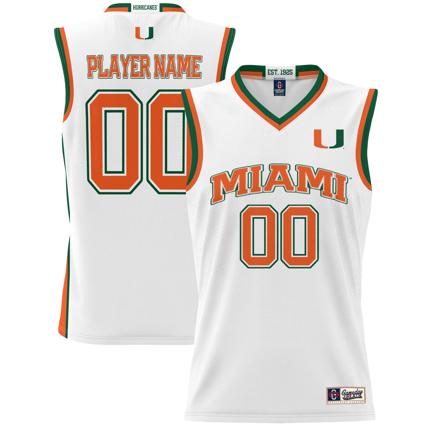 Youth GameDay Greats  White Miami Hurricanes NIL Pick-A-Player Lightweight Women's Basketball Jersey