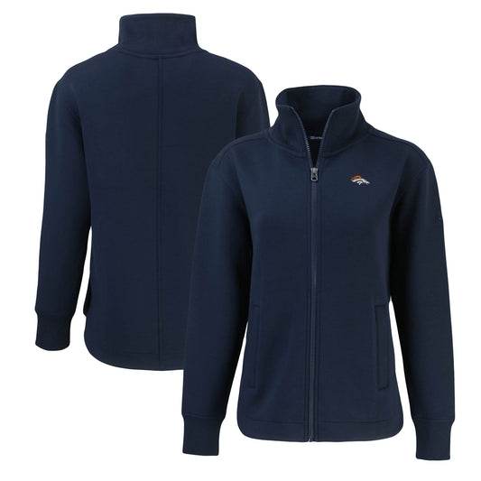 Women's Cutter & Buck  Navy Denver Broncos Roam Eco Recycled Full-Zip Jacket