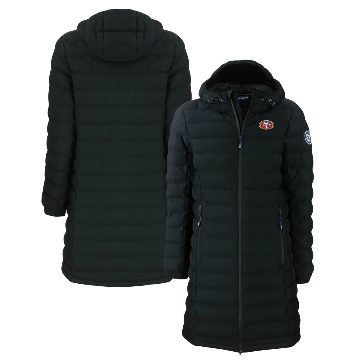 Women's Cutter & Buck  Black San Francisco 49ers Mission Ridge Repreve Eco Insulated Long Full-Zip Puffer Jacket