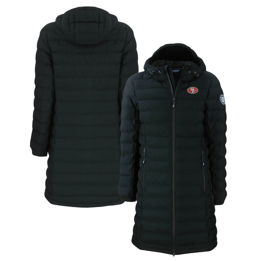 Women's Cutter & Buck  Black San Francisco 49ers Mission Ridge Repreve Eco Insulated Long Full-Zip Puffer Jacket