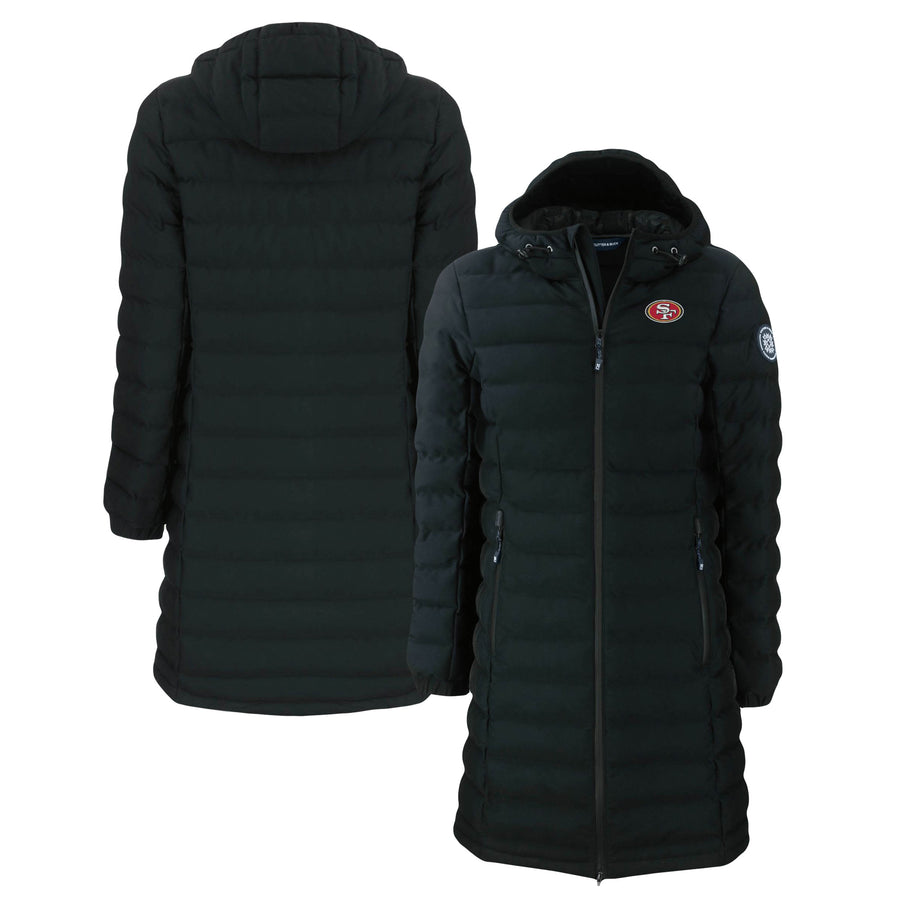 Women's Cutter & Buck  Black San Francisco 49ers Mission Ridge Repreve Eco Insulated Long Full-Zip Puffer Jacket