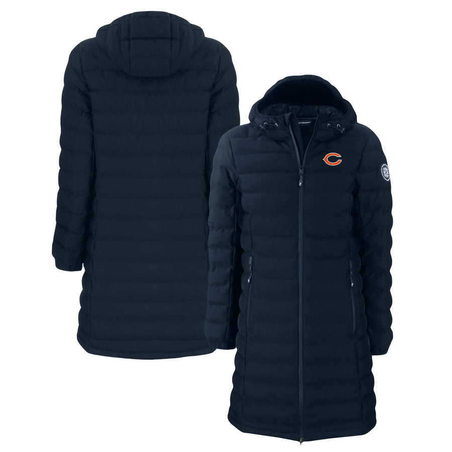 Women's Cutter & Buck  Navy Chicago Bears Mission Ridge Repreve Eco Insulated Long Full-Zip Puffer Jacket