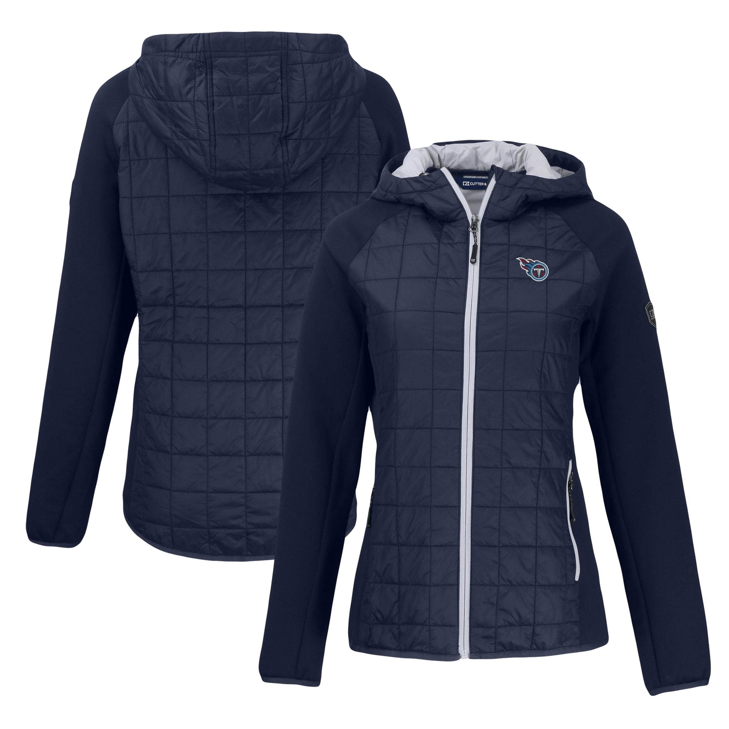 Women's Cutter & Buck  Navy Tennessee Titans Rainier Primaloft Eco Full-Zip Hybrid Jacket