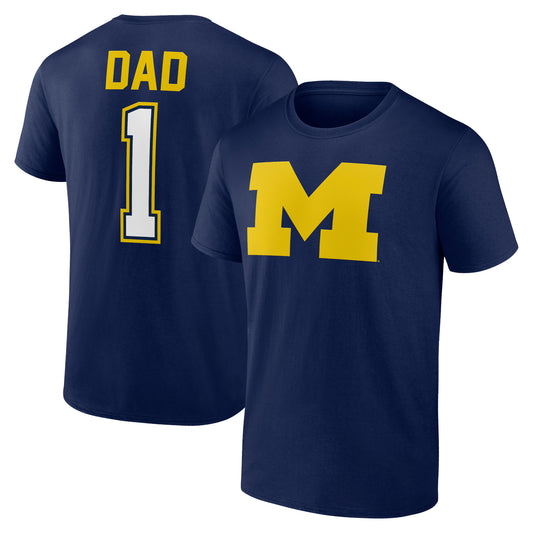 Men's Navy Michigan Wolverines Father's Day #1 Dad T-Shirt