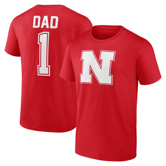 Men's Scarlet Nebraska Huskers Father's Day #1 Dad T-Shirt