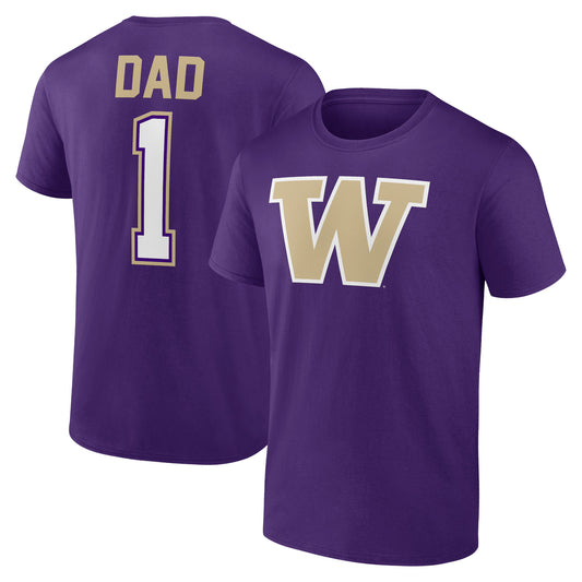 Men's Purple Washington Huskies Father's Day #1 Dad T-Shirt