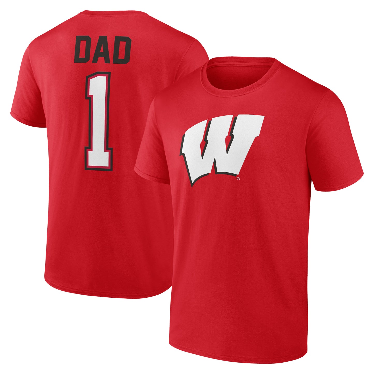 Men's Red Wisconsin Badgers Father's Day #1 Dad T-Shirt