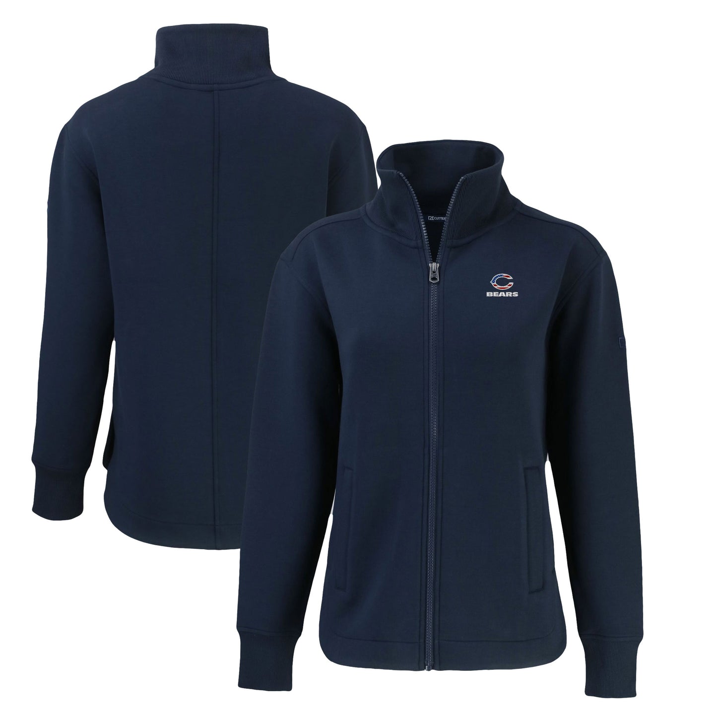 Women's Cutter & Buck  Navy Chicago Bears Americana Roam Eco Recycled Full-Zip Jacket