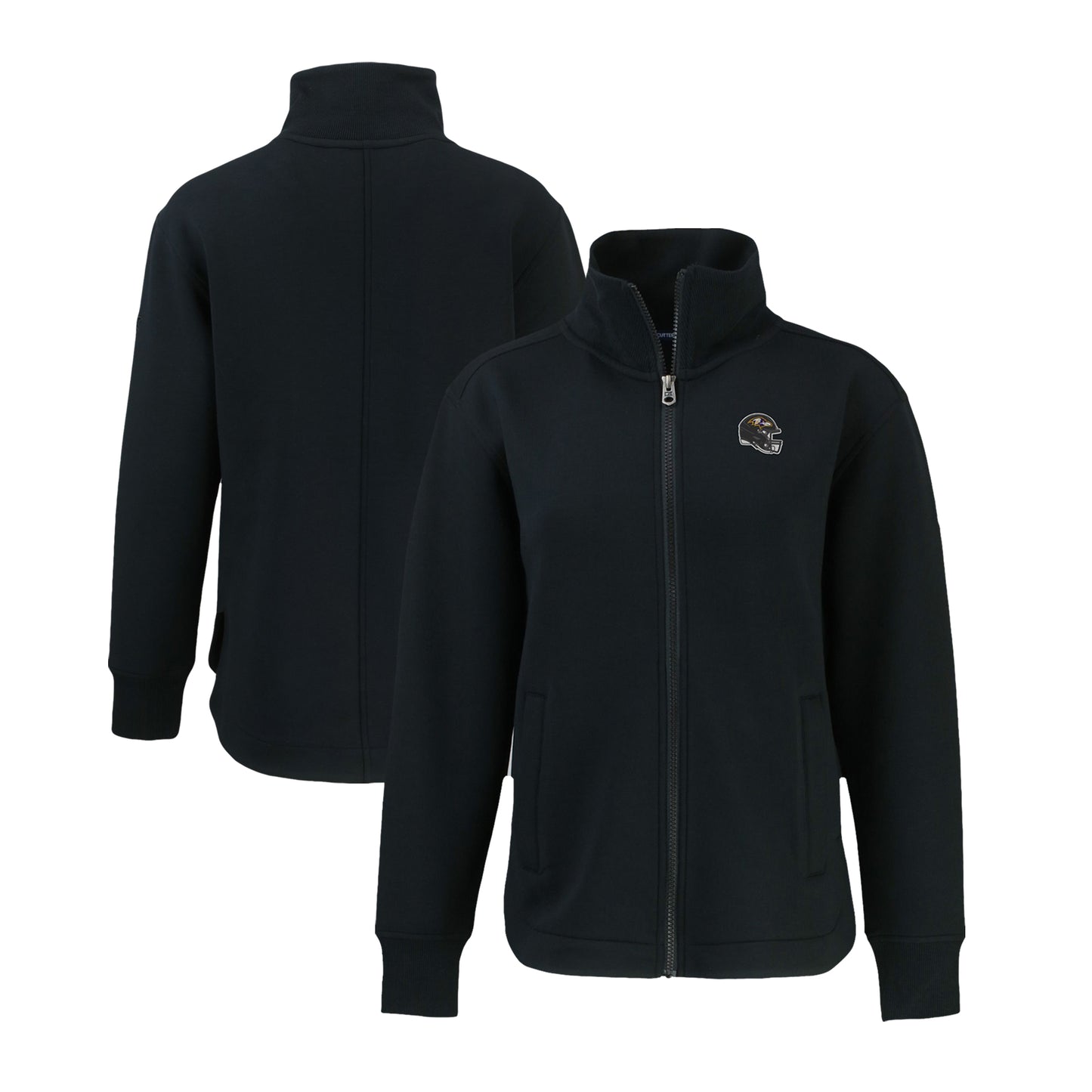 Women's Cutter & Buck Black Baltimore Ravens Helmet Logo Roam Eco Recycled Full-Zip Jacket