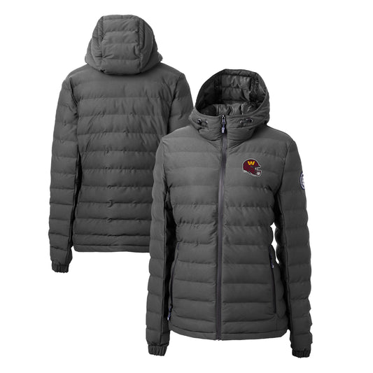 Women's Cutter & Buck Charcoal Washington Commanders Helmet Logo Mission Ridge Repreve Eco Insulated Full-Zip Puffer Jacket