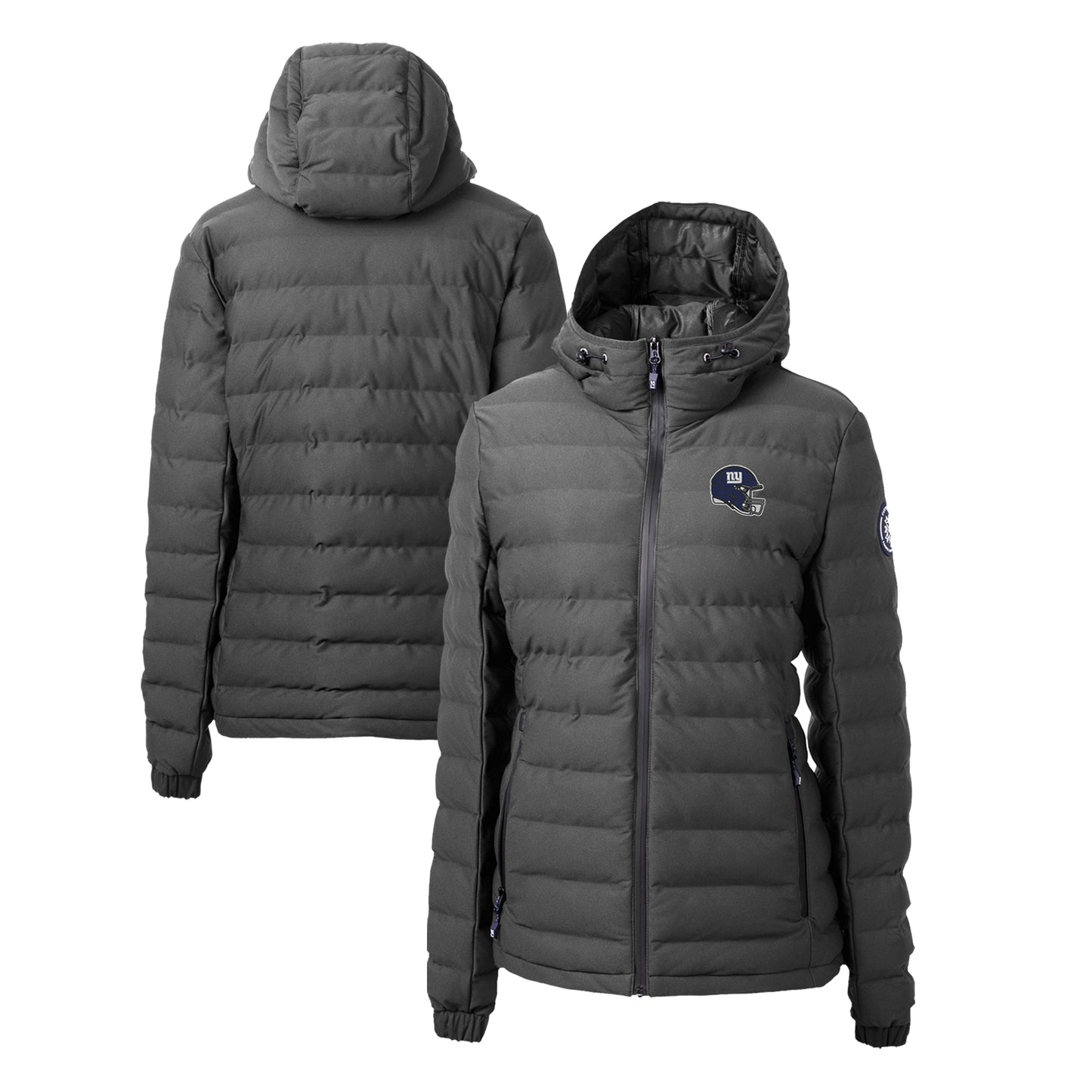 Women's Cutter & Buck Charcoal New York Giants Helmet Logo Mission Ridge Repreve Eco Insulated Full-Zip Puffer Jacket