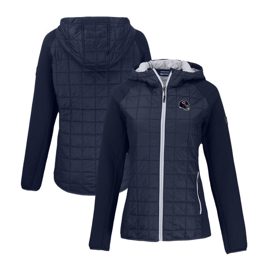 Women's Cutter & Buck Navy Chicago Bears Helmet Logo Rainier Primaloft Eco Full-Zip Hybrid Jacket