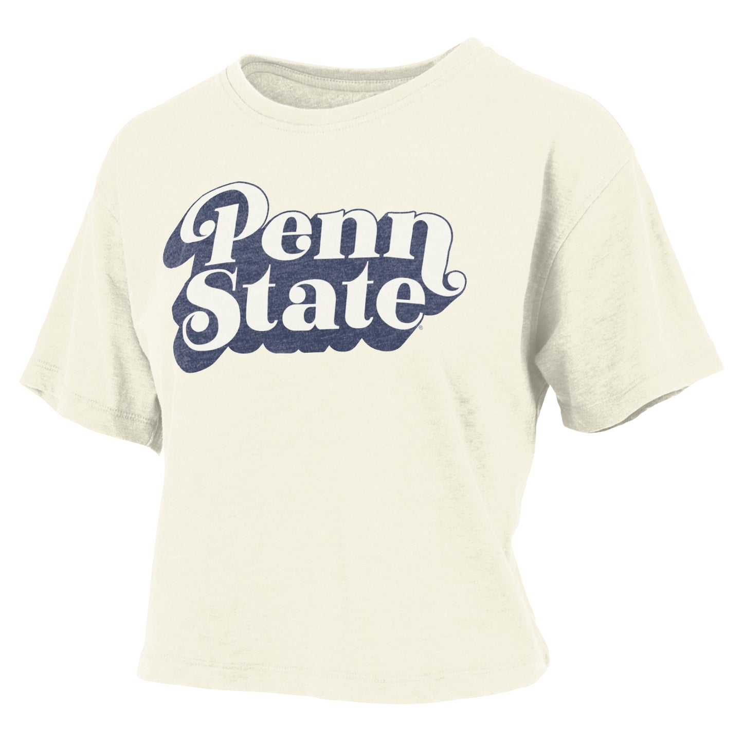 Women's Pressbox White Penn State Nittany Lions Vintage Easy Team Name Waist-Length T-Shirt