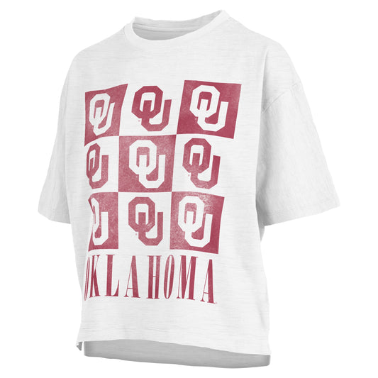 Women's Pressbox White Oklahoma Sooners Motley Crew Andy Waist Length Oversized T-Shirt