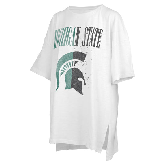 Women's Pressbox White Michigan State Spartans Lickety-Split Oversized T-Shirt