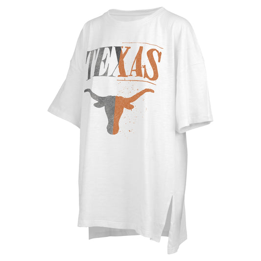 Women's Pressbox White Texas Longhorns Lickety-Split Oversized T-Shirt