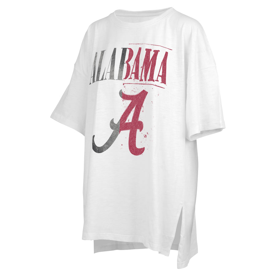 Women's Pressbox White Alabama Crimson Tide Lickety-Split Oversized T-Shirt