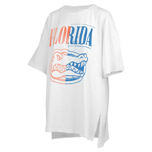 Women's Pressbox White Florida Gators Lickety-Split Oversized T-Shirt