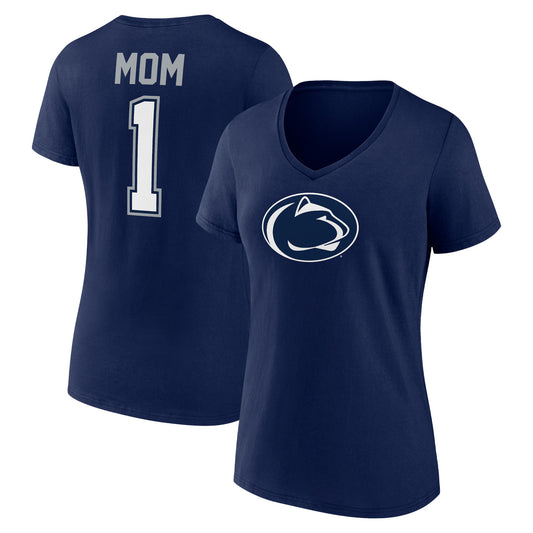 Women's Navy Penn State Nittany Lions Mother's Day #1 Mom V-Neck T-Shirt