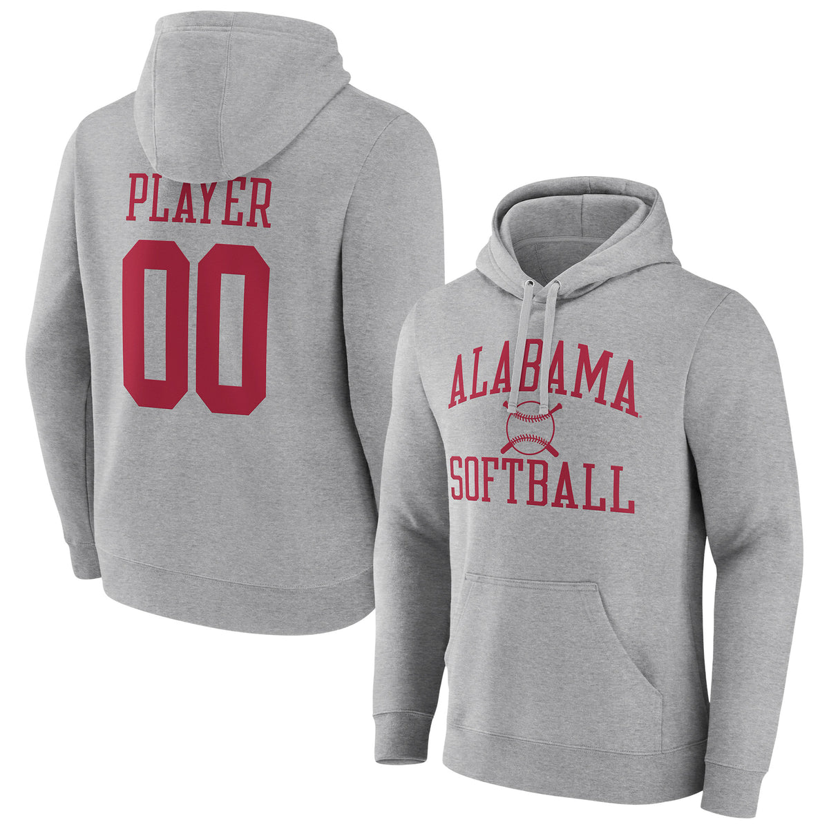 Men's  Gray Alabama Crimson Tide Softball Pick-A-Player NIL Gameday Tradition Pullover Hoodie