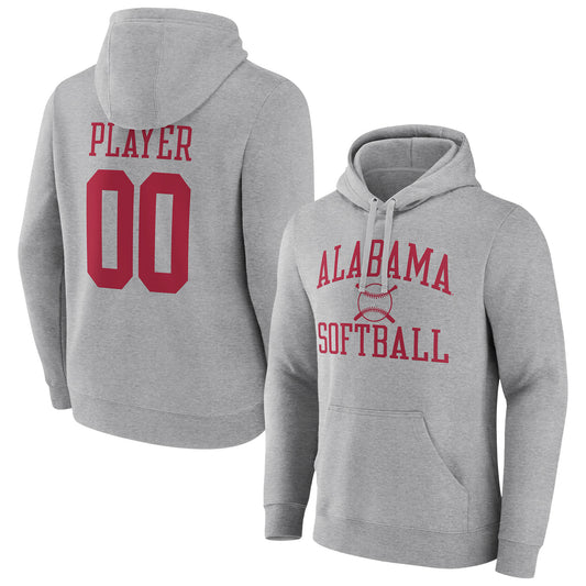 Men's  Gray Alabama Crimson Tide Softball Pick-A-Player NIL Gameday Tradition Pullover Hoodie