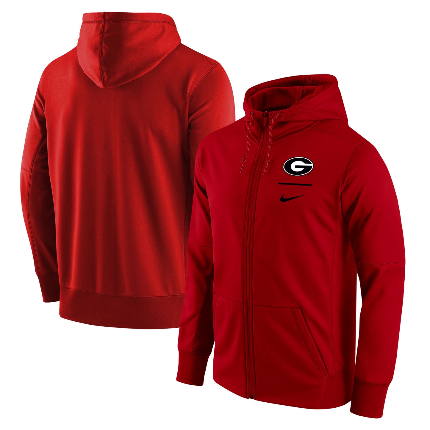 Men's Nike Red Georgia Bulldogs Logo Stack Therma Performance Full-Zip Hoodie