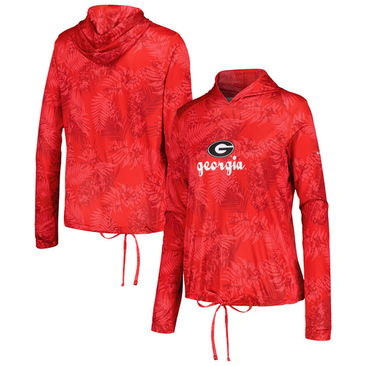 Women's Columbia  Red Georgia Bulldogs Summerdry Printed Long Sleeve Hoodie T-Shirt