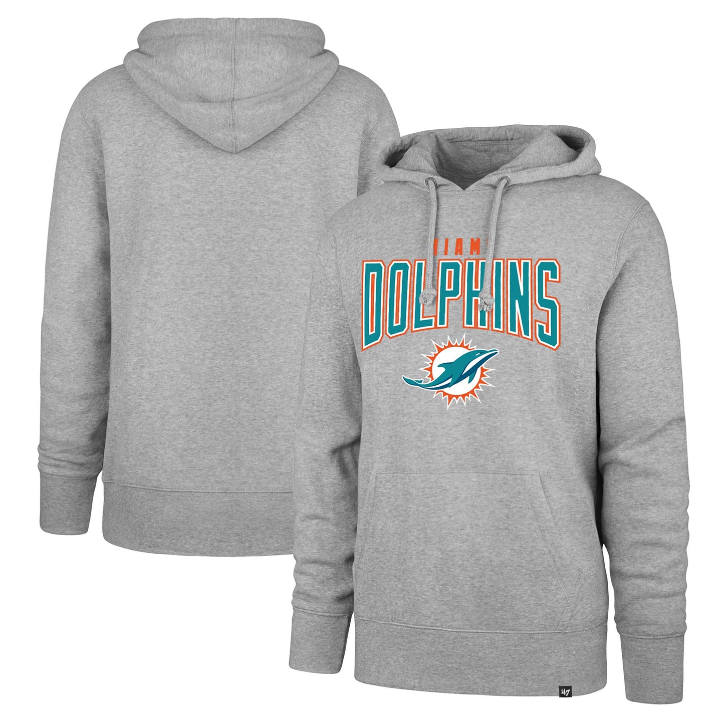 Men's '47 Gray Miami Dolphins Headline Pullover Hoodie