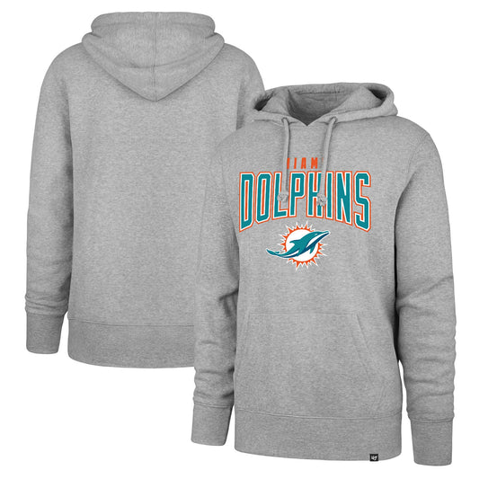 Men's '47 Gray Miami Dolphins Headline Pullover Hoodie