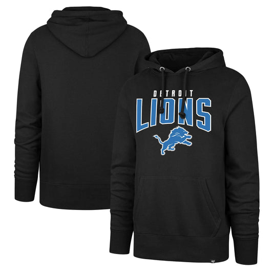 Men's '47 Black Detroit Lions Headline Pullover Hoodie