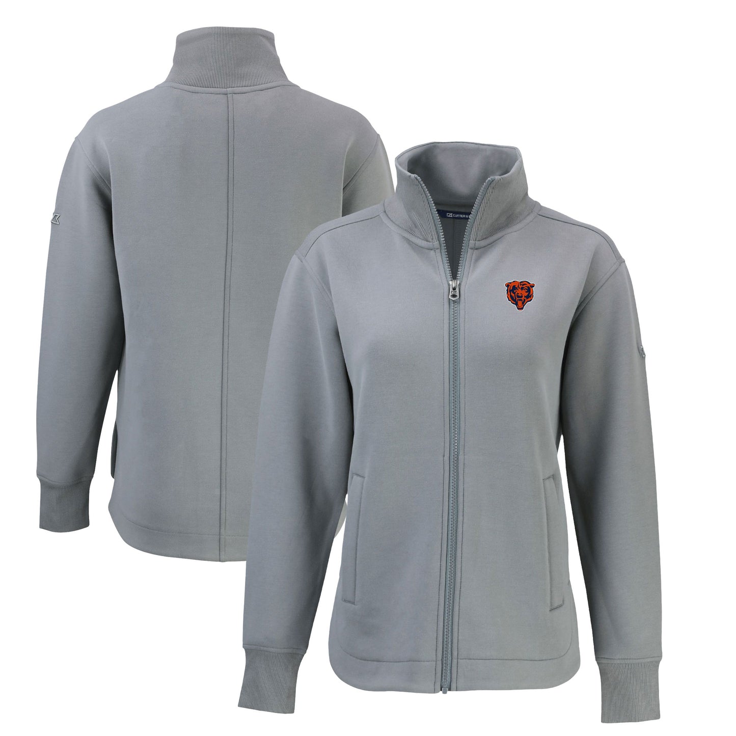 Women's Cutter & Buck  Gray Chicago Bears Throwback Logo Roam Eco Recycled Full-Zip Jacket