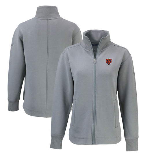Women's Cutter & Buck  Gray Chicago Bears Throwback Logo Roam Eco Recycled Full-Zip Jacket
