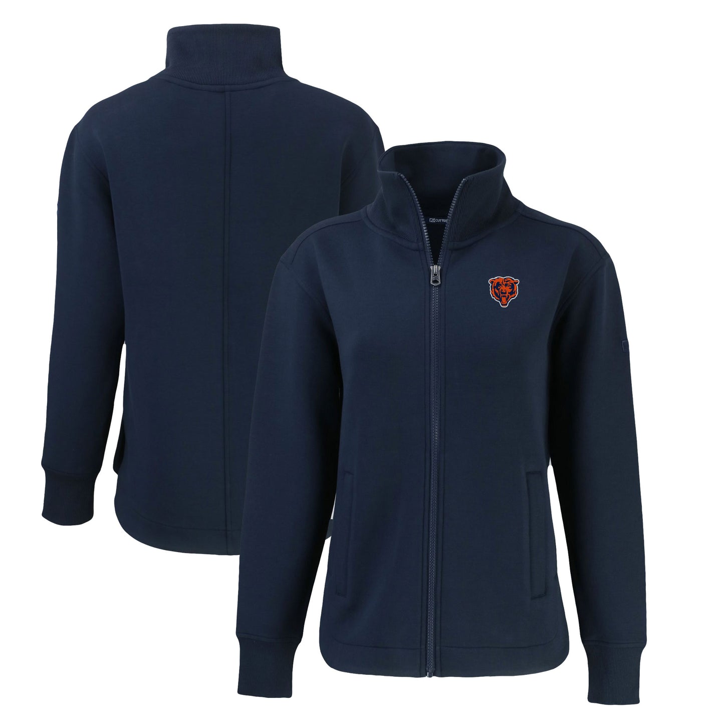 Women's Cutter & Buck  Navy Chicago Bears Throwback Logo Roam Eco Recycled Full-Zip Jacket