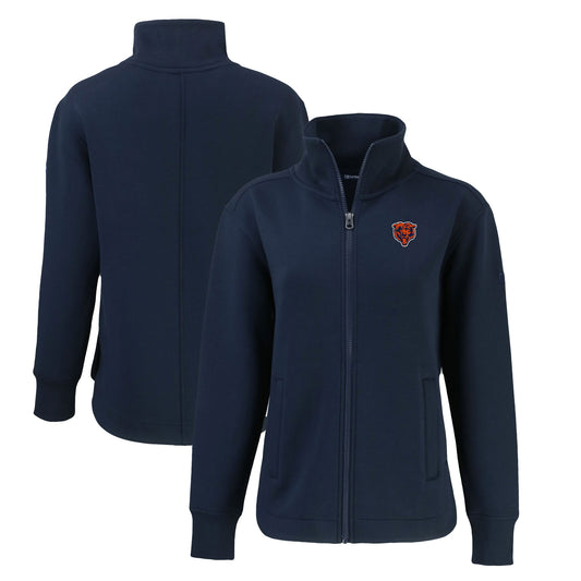 Women's Cutter & Buck  Navy Chicago Bears Throwback Logo Roam Eco Recycled Full-Zip Jacket