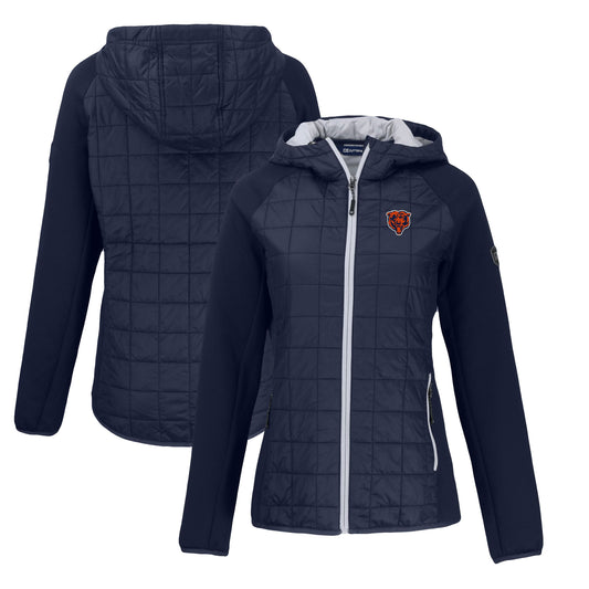 Women's Cutter & Buck  Navy Chicago Bears Throwback Logo Rainier Primaloft Eco Raglan Full-Zip Hybrid Jacket
