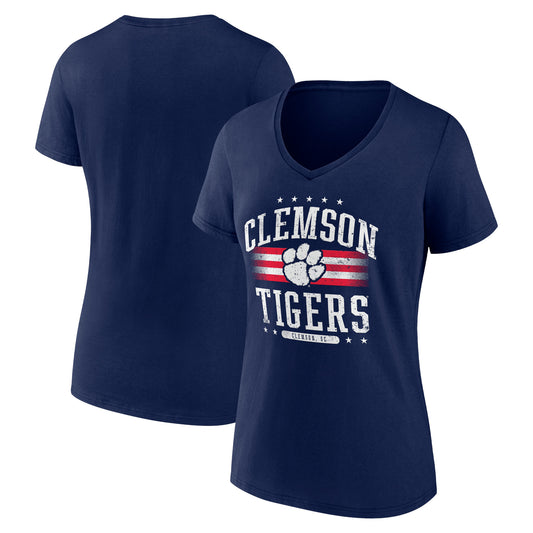 Women's Navy Clemson Tigers Americana Team V-Neck T-Shirt