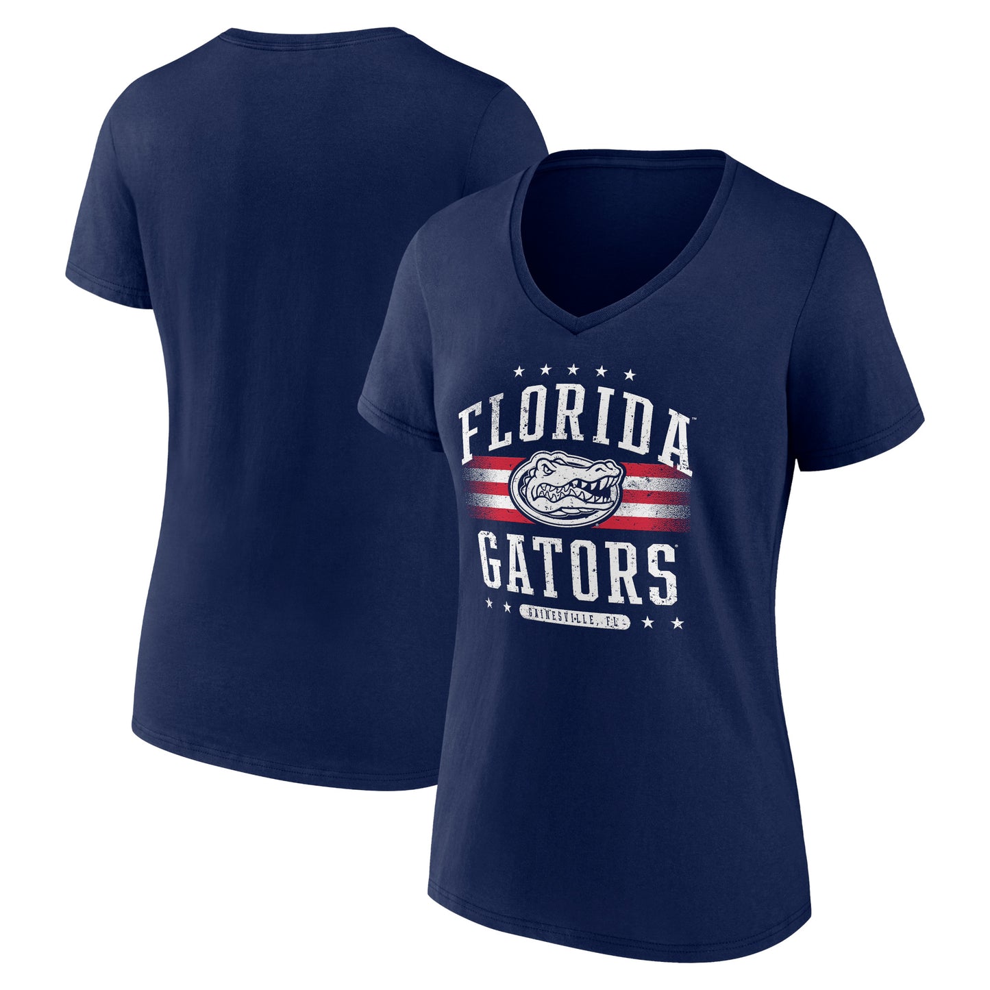 Women's Navy Florida Gators Americana Team V-Neck T-Shirt