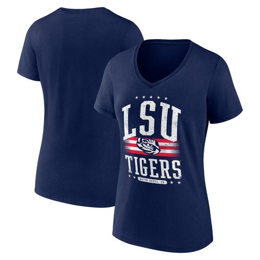 Women's Navy LSU Tigers Americana Team V-Neck T-Shirt