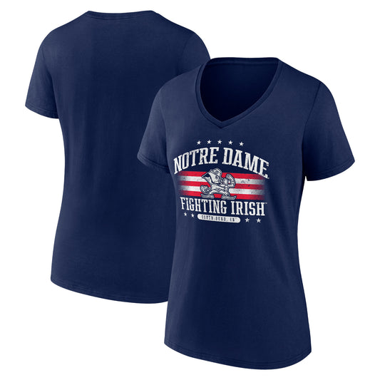 Women's Navy Notre Dame Fighting Irish Americana Team V-Neck T-Shirt