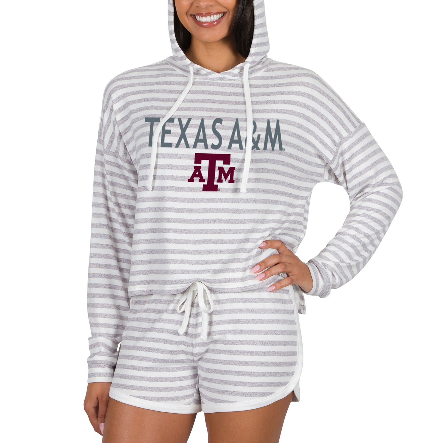 Women's Concepts Sport Cream Texas A&M Aggies Visibility Long Sleeve Hoodie T-Shirt & Shorts Set