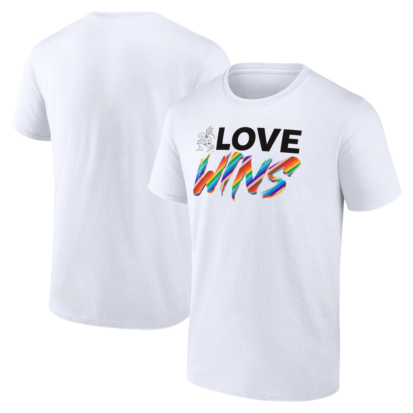 Men's White Miami Hurricanes Love Wins T-Shirt