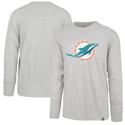 Men's '47 Gray Miami Dolphins Premier Franklin Long Sleeve T-Shirt