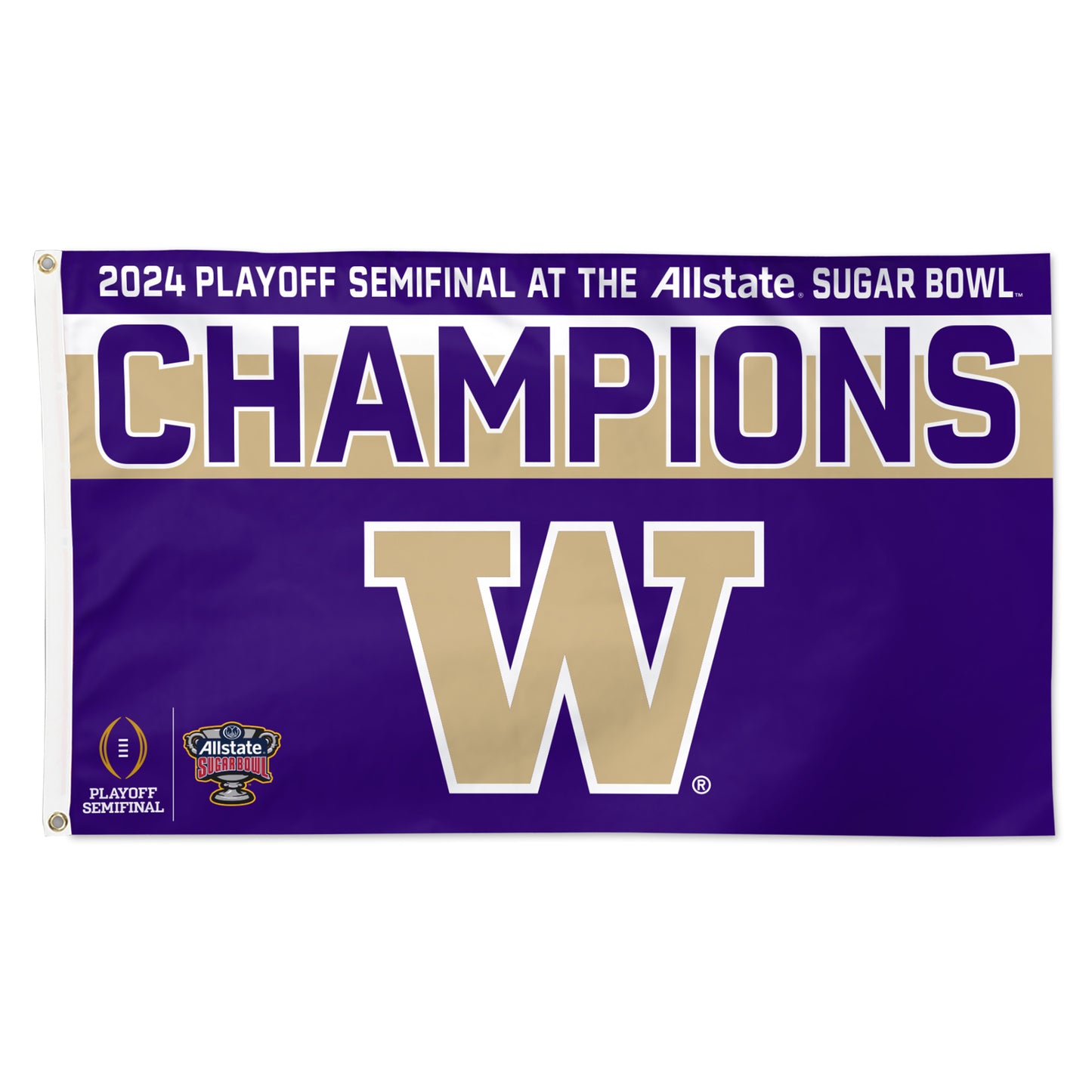 WinCraft  Washington Huskies College Football Playoff 2024 Sugar Bowl Champions 3" x 5" One-Sided Deluxe Flag