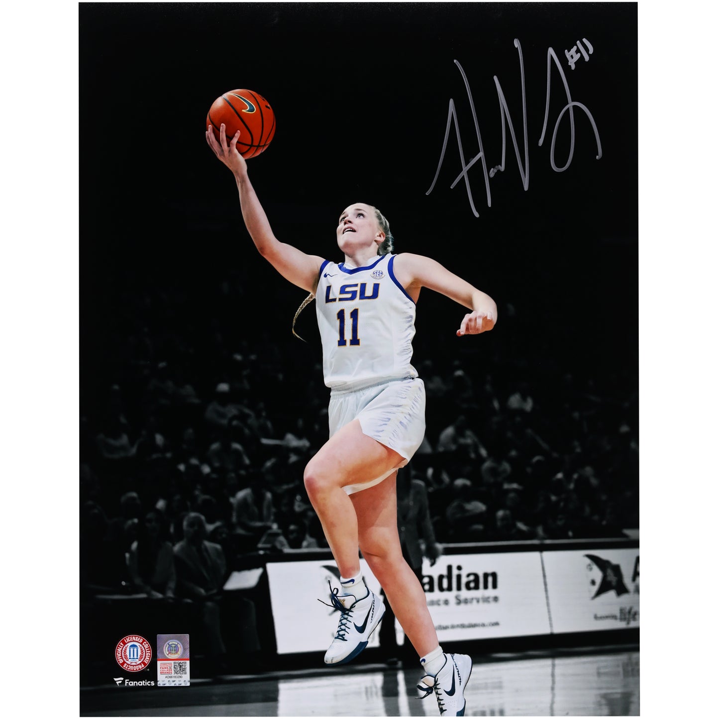 Hailey Van Lith LSU Tigers Autographed 11" x 14" Layup Spotlight Photograph