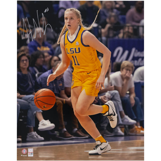 Hailey Van Lith LSU Tigers Autographed 16" x 20" Gold Jersey Dribbling Photograph