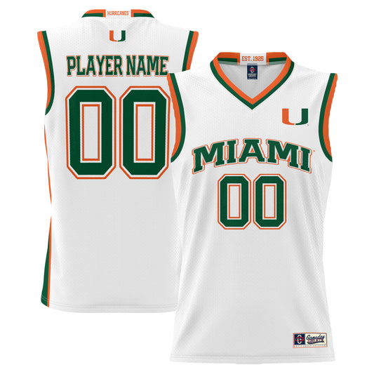 Men's GameDay Greats White Miami Hurricanes NIL Pick-A-Player Lightweight Basketball Jersey